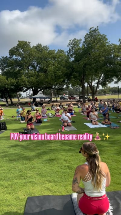 Flow Yoga Cedar Park outdoor group yoga class in park Austin Texas