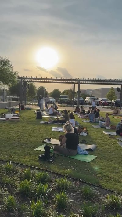 Flow Yoga Georgetown full moon sound bath community event outdoors Austin Texas