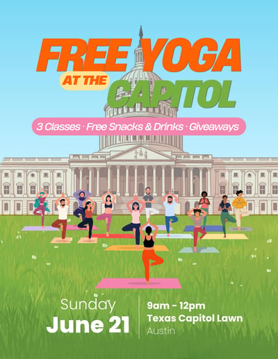 Flow Yoga Cedar Park International Day of Yoga event flyer Austin Texas