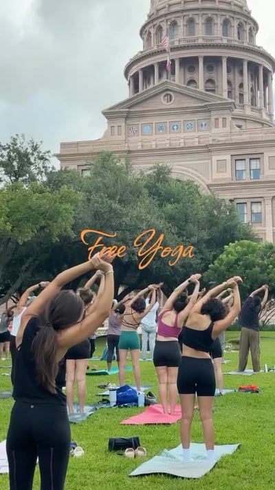 Flow Yoga Cedar Park free yoga class at Texas State Capitol Austin Texas