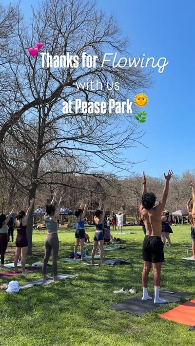 Flow Yoga Cedar Park outdoor flexibility mobility class at Pease Park Austin Texas