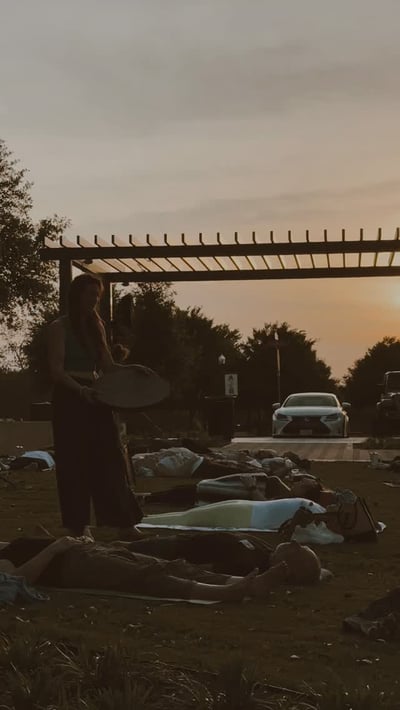 Flow Yoga Georgetown outdoor moonlight sound bath meditation session Austin Texas