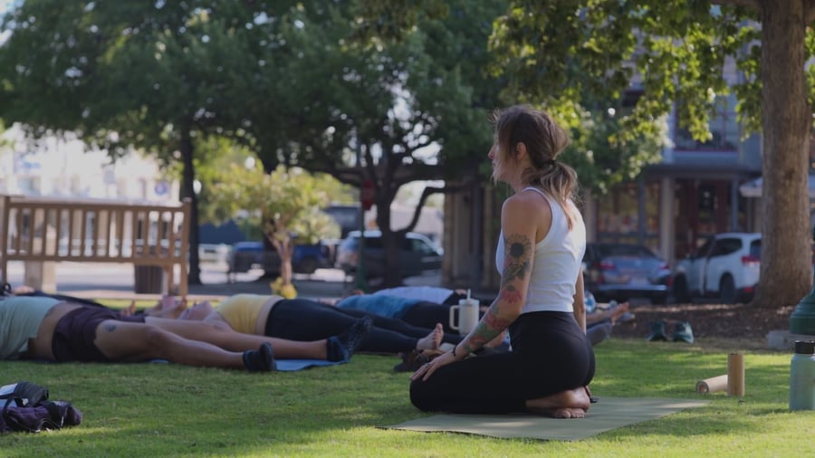 Free Yoga in the Park at San Gabriel Park at Flow Yoga Georgetown in Cedar Park