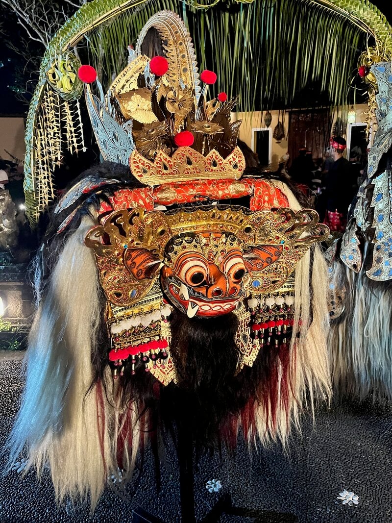 Bali Yoga Retreat Barong Costume Closeup Night