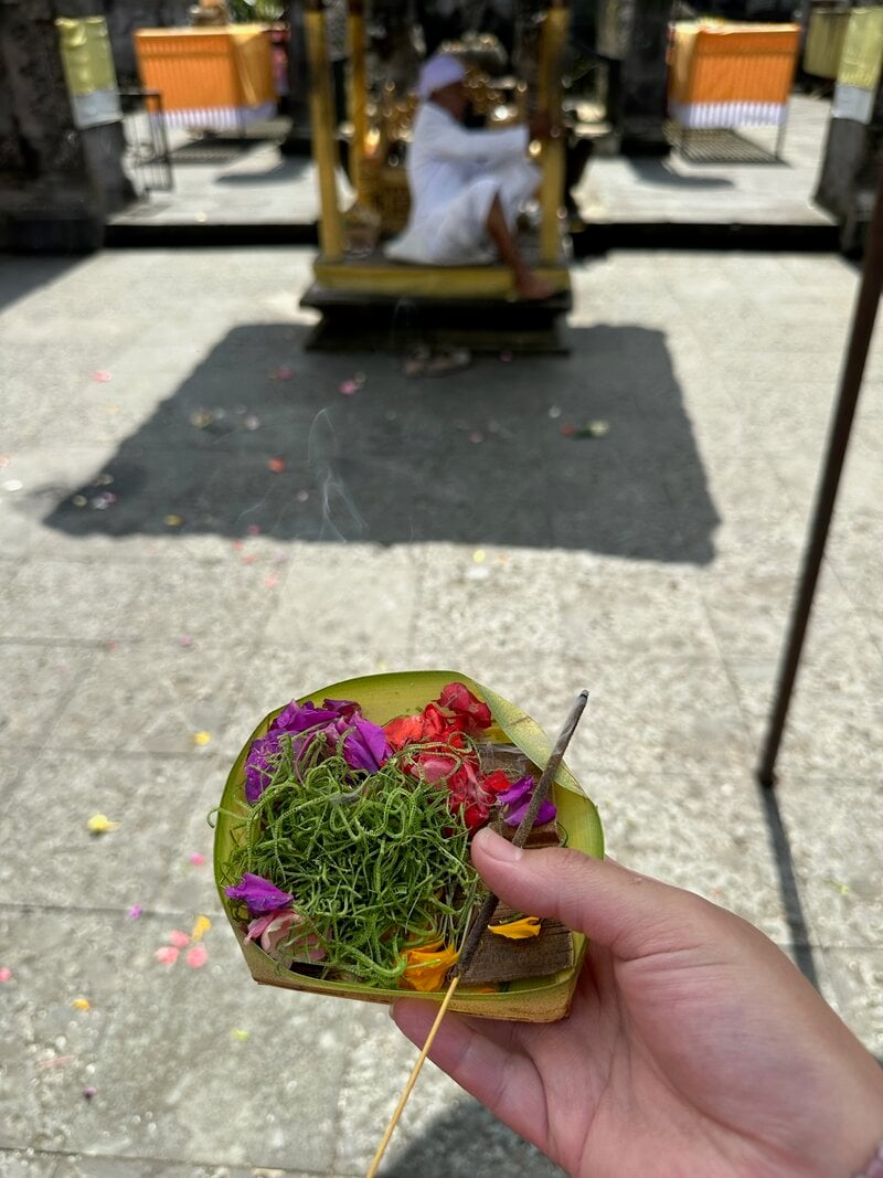 Bali Yoga Retreat Canang Sari Offering At Temple