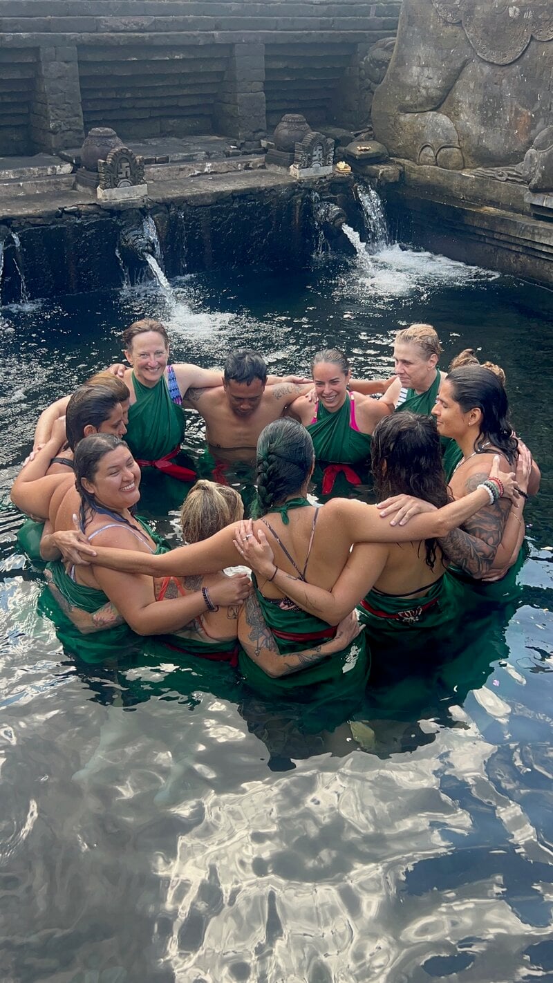 Bali Yoga Retreat Group Hug Circle Tirta Empul