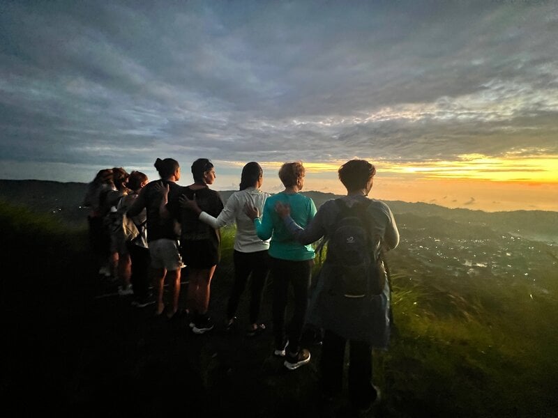 Bali Yoga Retreat Group Sunrise Silhouette Mt Batur