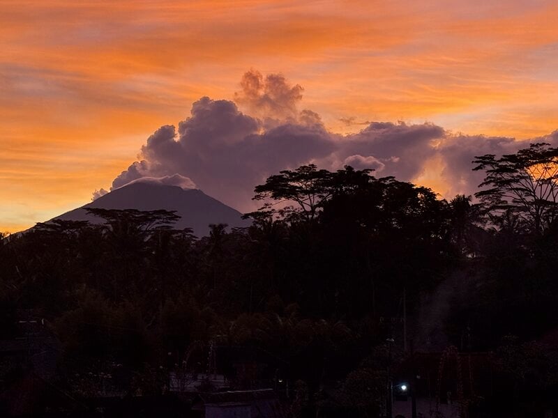 Bali Yoga Retreat Mt Agung Sunset Silhouette