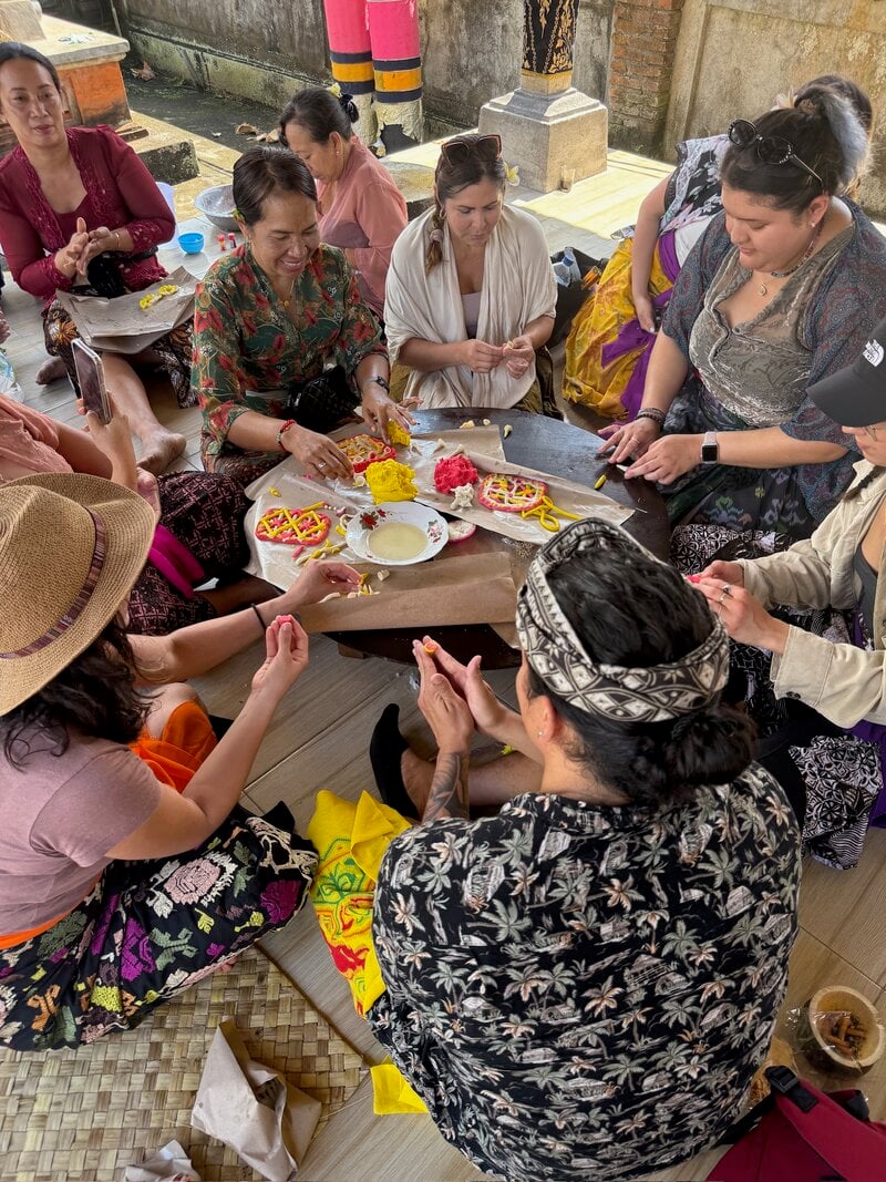Bali Yoga Retreat Offering Making Workshop Group