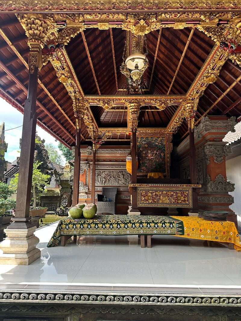 Bali Yoga Retreat Ornate Gold Pavilion Interior