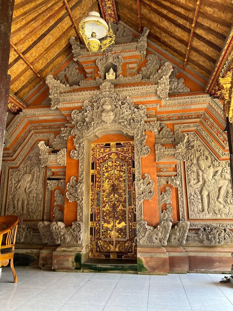 Bali Yoga Retreat Ornate Golden Temple Door