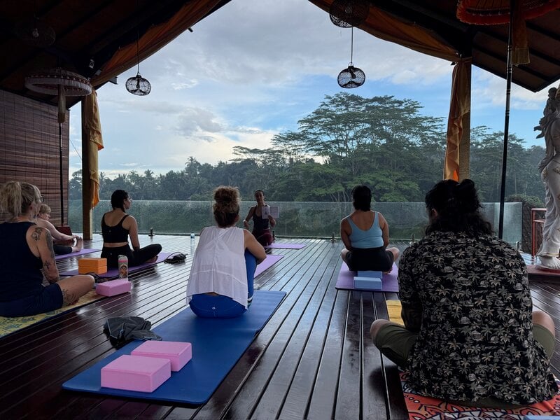 Bali Yoga Retreat Seated Meditation Jungle View