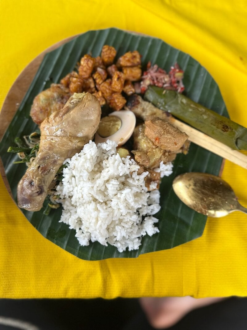 Bali Yoga Retreat Traditional Nasi Campur Banana Leaf
