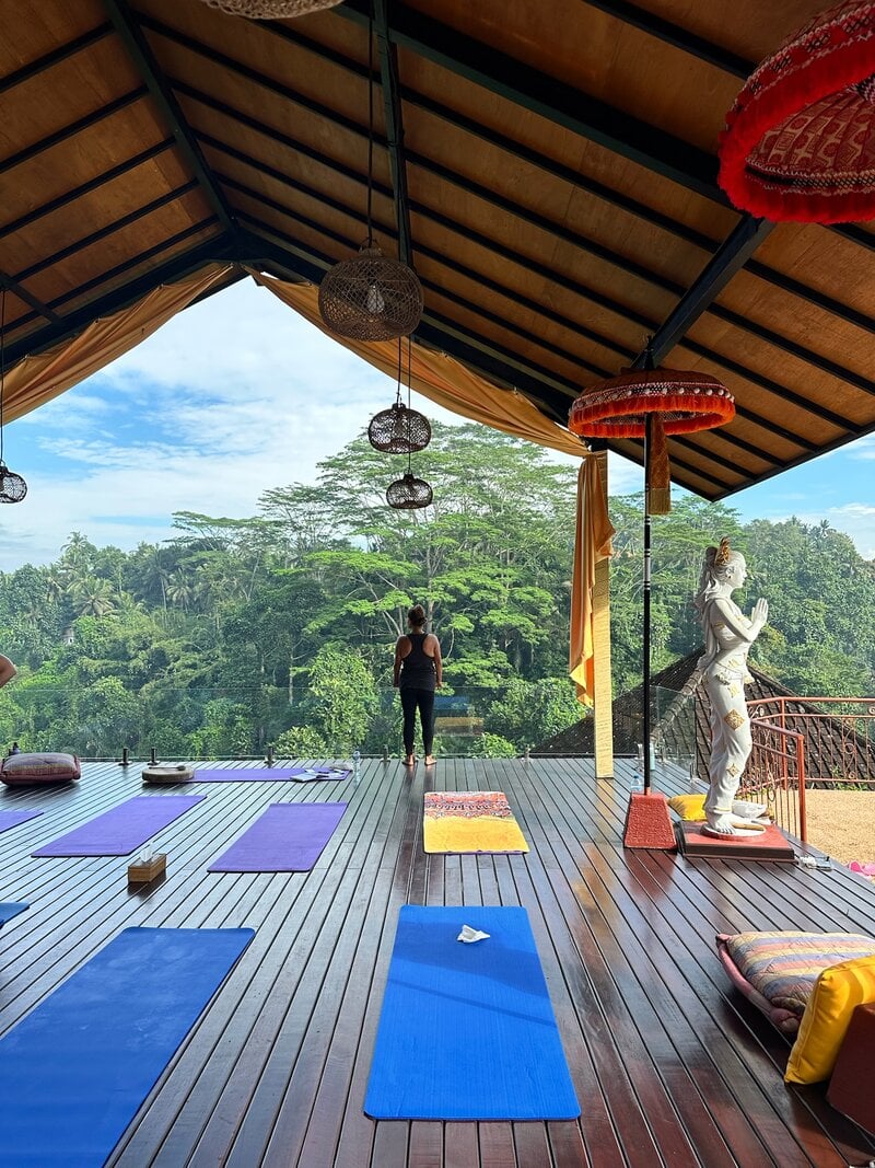 Bali Yoga Retreat Yoga Shala Jungle View Standing