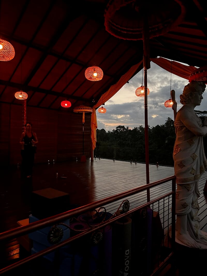 Bali Yoga Retreat Yoga Shala Sunset Lanterns
